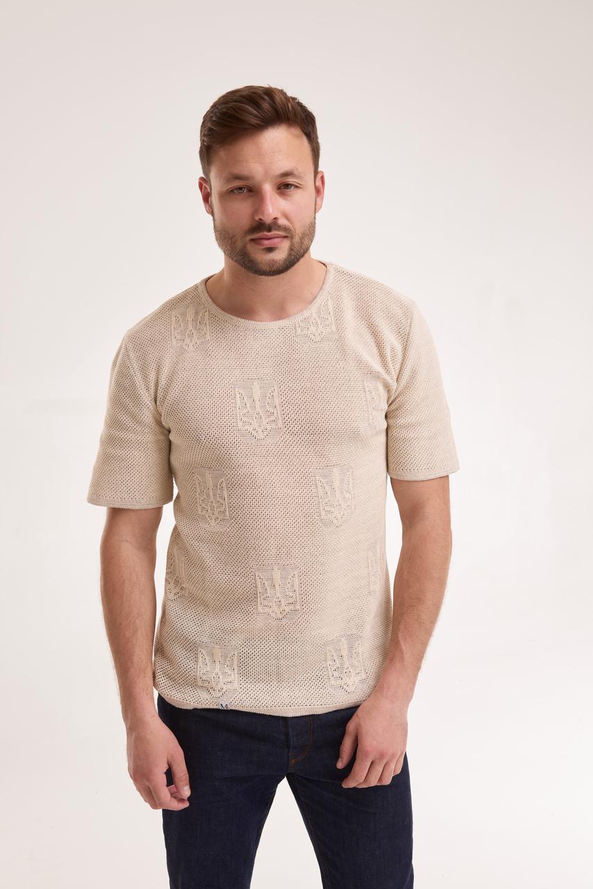 В'язана вишиванка з коротким рукавом"Тризуб"