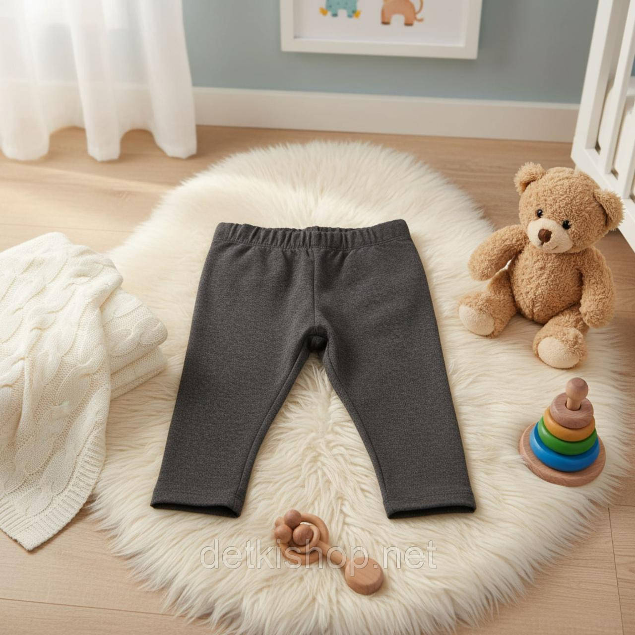 Дитячі сірі трикотажні лосіни для дівчинки 68 см (6-9М)