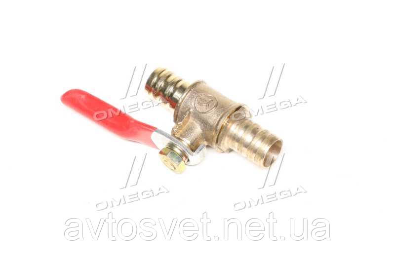 Кран кульовий латунний зі штуцером (ялинка) 10х10 (RIDER) RD 57.37.03 (Kr)