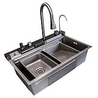 Мийка кухонна KARAFA 7545 з нержавіючої сталі 75*45*23 GREY GUN ( А0056979 )