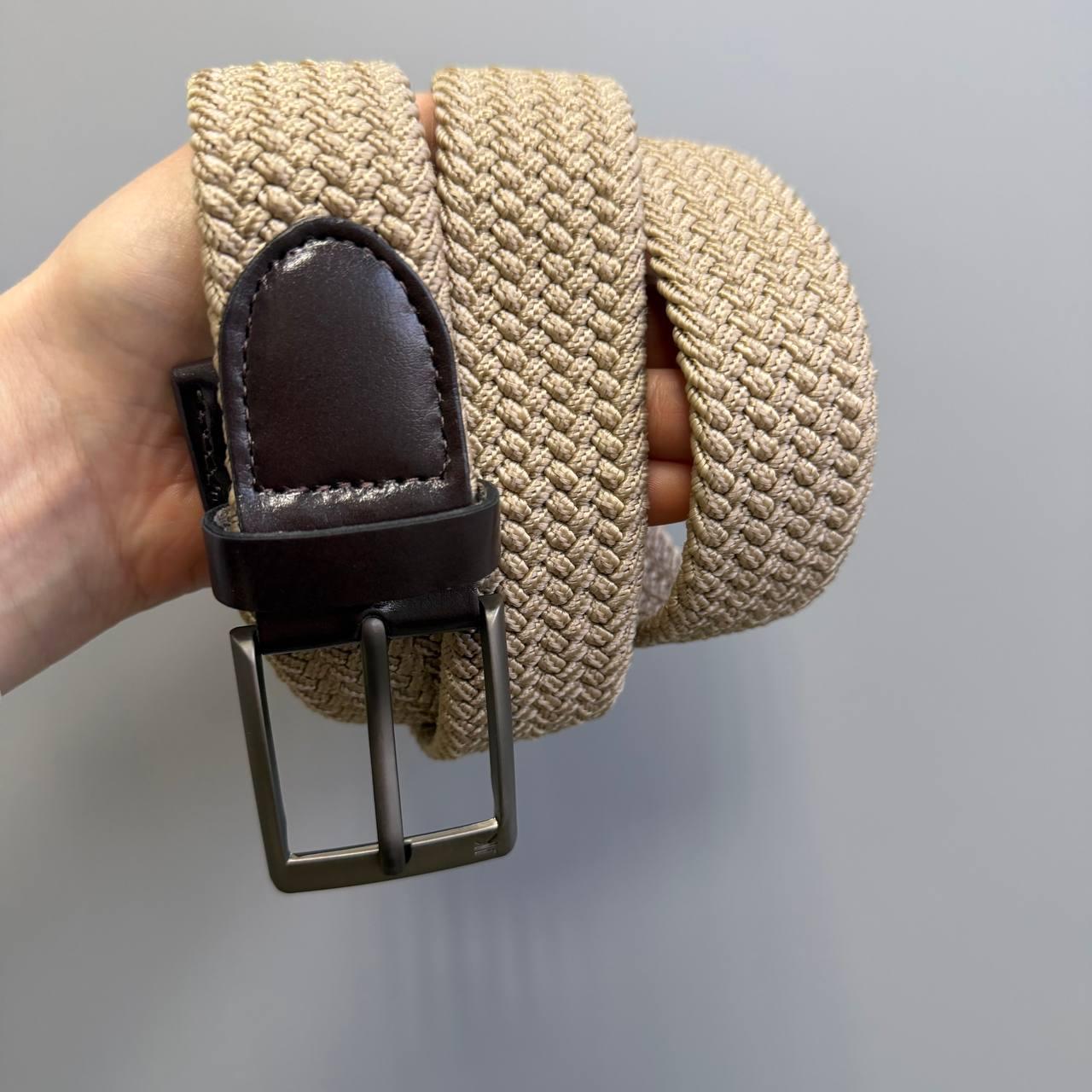 БРАК!!! УЦІНКА!!! Ремінь-гумка чоловічий JK-35007 (108 см) бежевий плетений