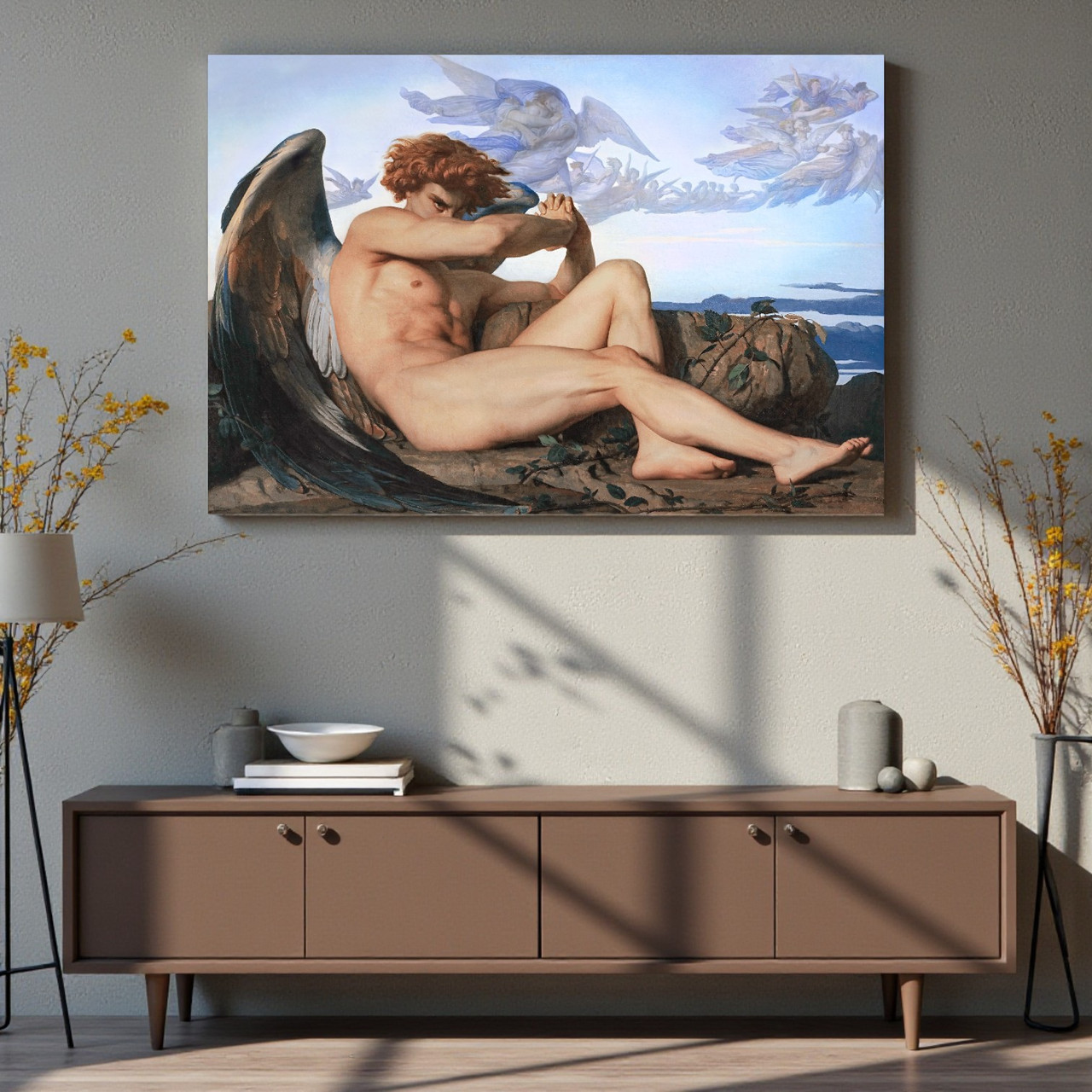 Картина «Падший ангел» Класичний живопис Олександра Кабанел Настінний декор для спальні, вітальні, офіса Друк на полотні 60х40см, фото 1