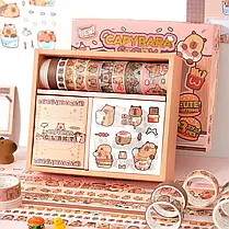 Набір для скрапбукінгу зі 3D стикерами із капібарами — ідеально підходить для декорування щоденників і творчих 3D блокнотів, фото 3