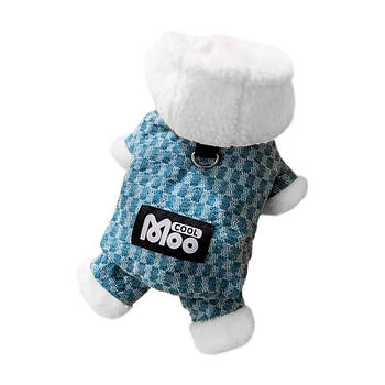 Комбінезон з капюшоном для собак Lesko Moo 2410SXMJ0172 Blue M тедді з петлею для повідця 5 шт.