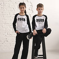 Підлітковий лонгслів універсальний з написом *Good Four Best Friend* для хлопчика, для дівчинки, стрейч-кулір, р-р 146-170