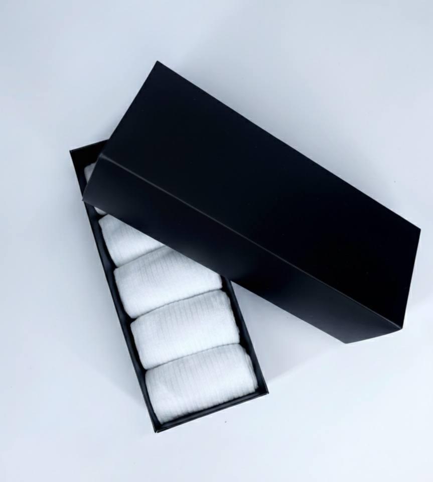 Високі жіночі Шкарпетки Білі - Подарунковий набір в коробці 5 пар, фото 1