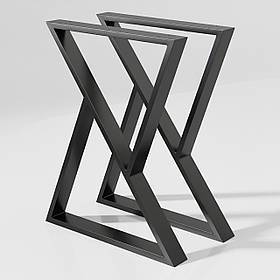 Комплект опор для столу з металу 600×60 мм, H 730 мм 2 шт Чорний