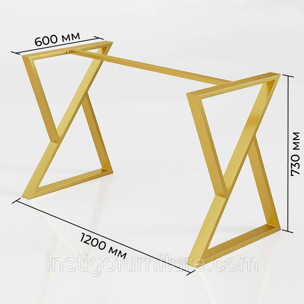 Каркас розбірний для столу з металу 1200×600×730 мм Loft Золото, фото 1