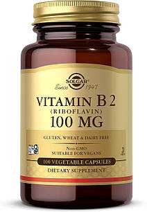 Solgar Vitamin B2 100mg 100 Vegetable Capsules