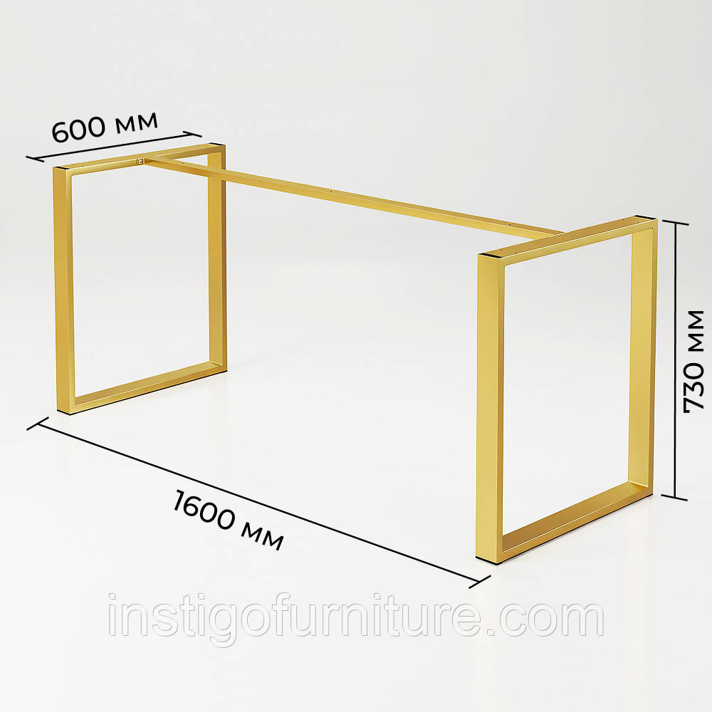 Каркас розбірний для столу з металу 1600×600×730 мм Minimal Золото, фото 1