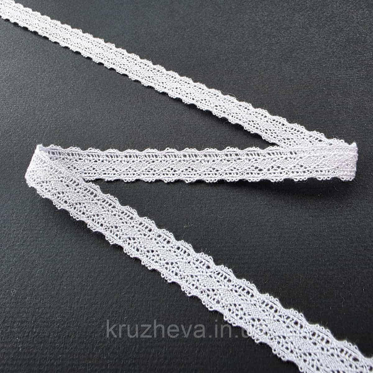 Ажурне натуральне бавовняне (лляне) мереживо білого кольору (холодн.відтінок), ширина 1,5 см, фото 1
