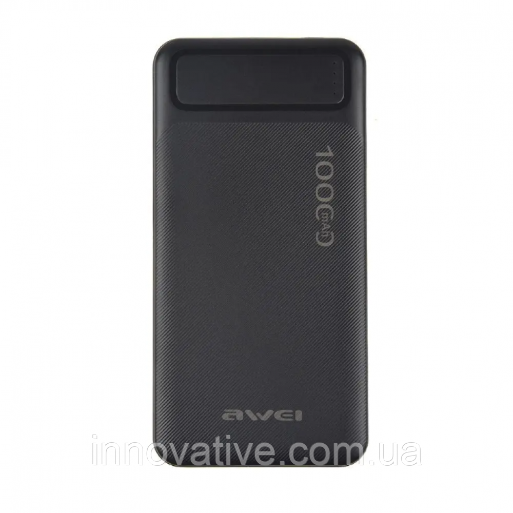 Павербанк AWEI P5K Pro 10000mAh з 2 USB портами, micro-USB та USB Type-C (Чорний), фото 1