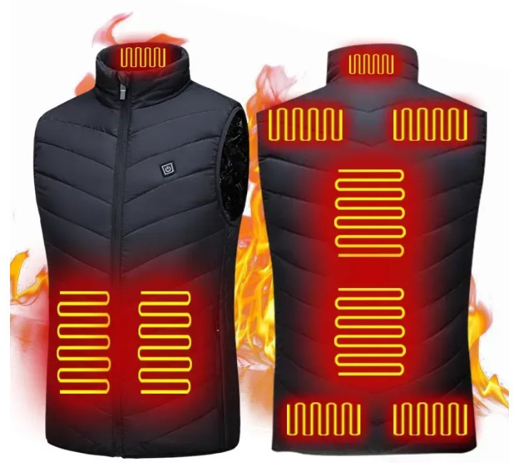 Терможилет із підігрівом розмір S від USB нагрівальний чоловічий вітрозахисний чорний 12V, фото 1