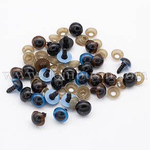 Око з фіксатором і Штифтом, для Іграшок, Круглі, Колір: Мікс, Розмір: 16 мм, (УТ100028544)