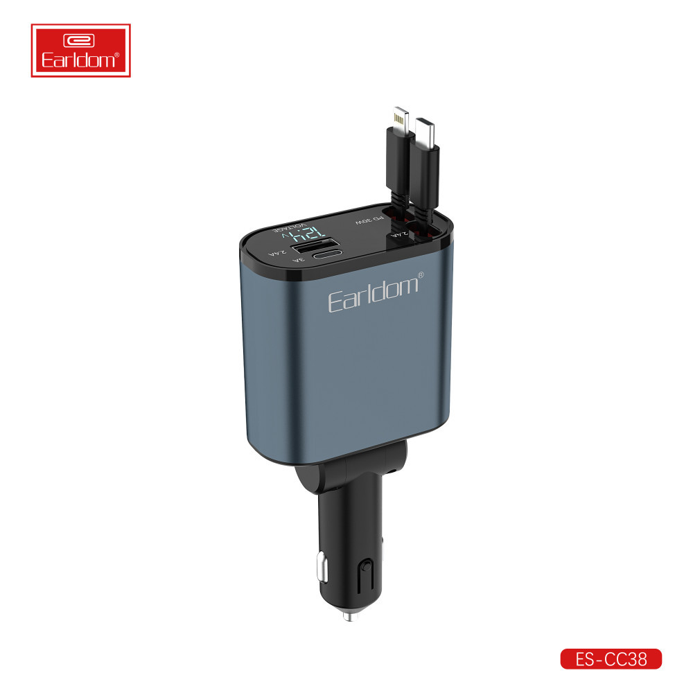 Car Charger 2.4A 1U 1C Earldom ES-CC38, фото 1