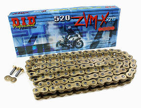 Мото ланцюг 520 DID 520ZVM-X G&G золота для мотоцикла кількість звенье 098 - 128 ланок