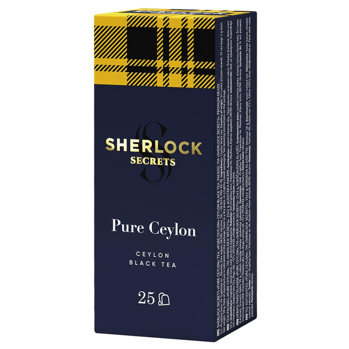 Чай чорний Sherlock Secrets Pure Ceylon цейлонський у пакетиках 25*2г, (Шерлок Секрет), фото 1