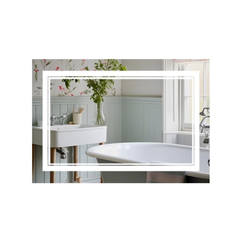 Дзеркало Qtap Cardinal (CA1) 800х600 з LED-підсвіткою Touch, з антизапотіванням, з димером, темп. кольору (3000-6500K) Reverse