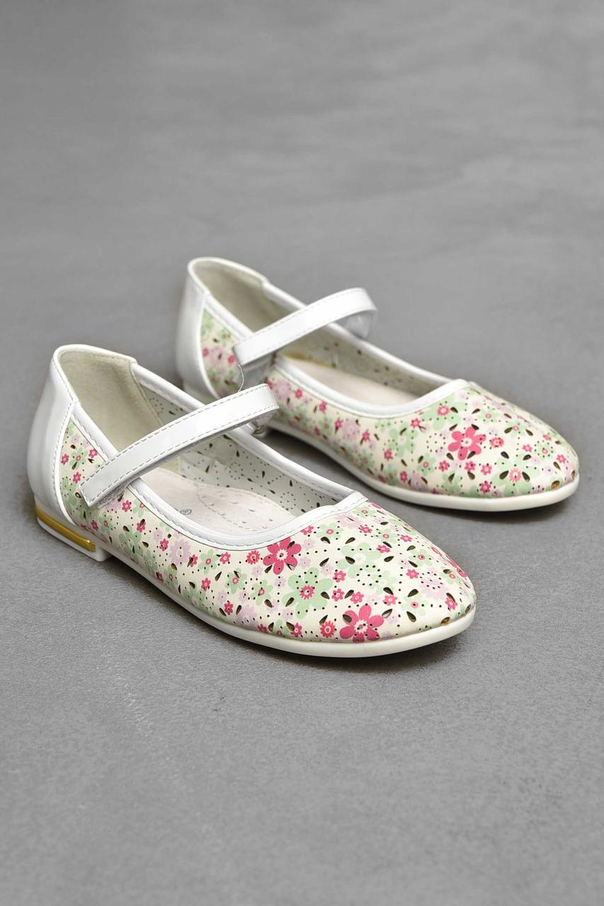 Балетки дитячі для дівчинки білого кольору 209561T Безкоштовна доставка, фото 1