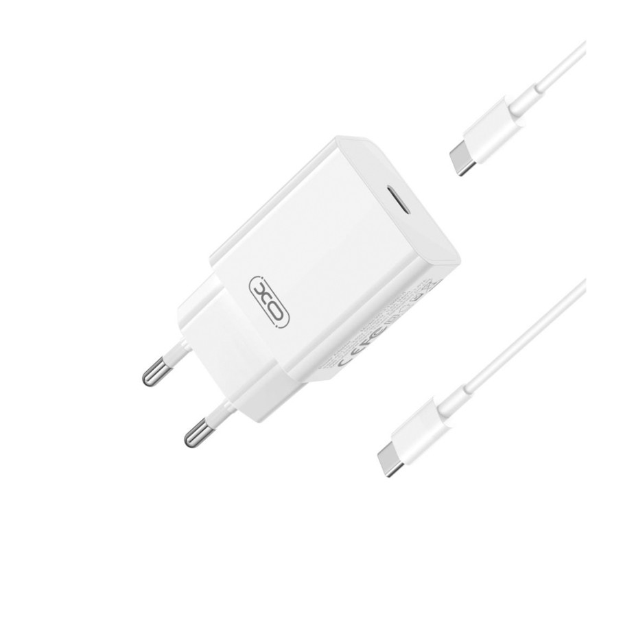 Мережевий Зарядний Пристрій XO L126 1USB-C PD/QC 20W+Type-C to Type-C, фото 1