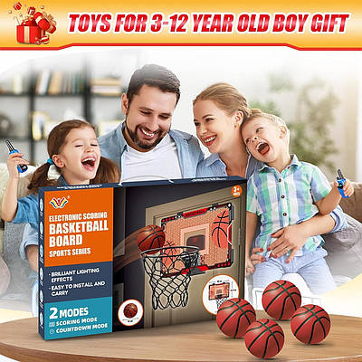 Електронний набір із підсвіткою і звуком із двома режимами гри Домашній баскетбол для дітей із датчиком влучань