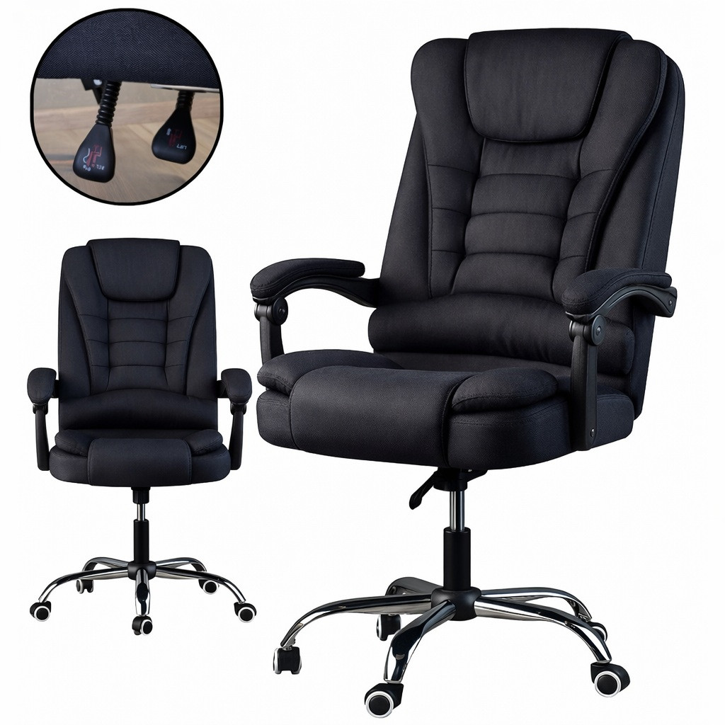 Офісне крісло з тканини до 110 кг BOSS KO22 Чорне комфортне, ергономічне для дому та офісу, фото 1