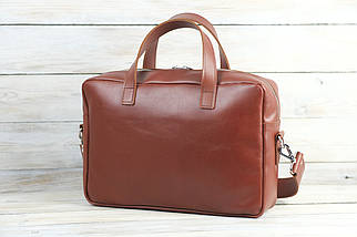 Чоловіча сумка Крістофер з натуральної шкіри колір Коньяк, фото 2