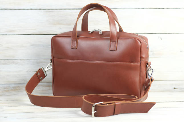 Чоловіча сумка Крістофер з натуральної шкіри колір Коньяк, фото 1