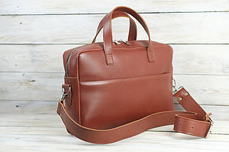 Чоловіча сумка Крістофер з натуральної шкіри колір Коньяк, фото 3