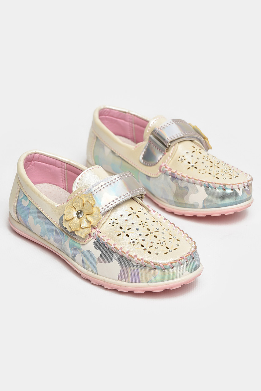 Мокасини дитячі для дівчинки білого кольору 209445T Безкоштовна доставка, фото 1