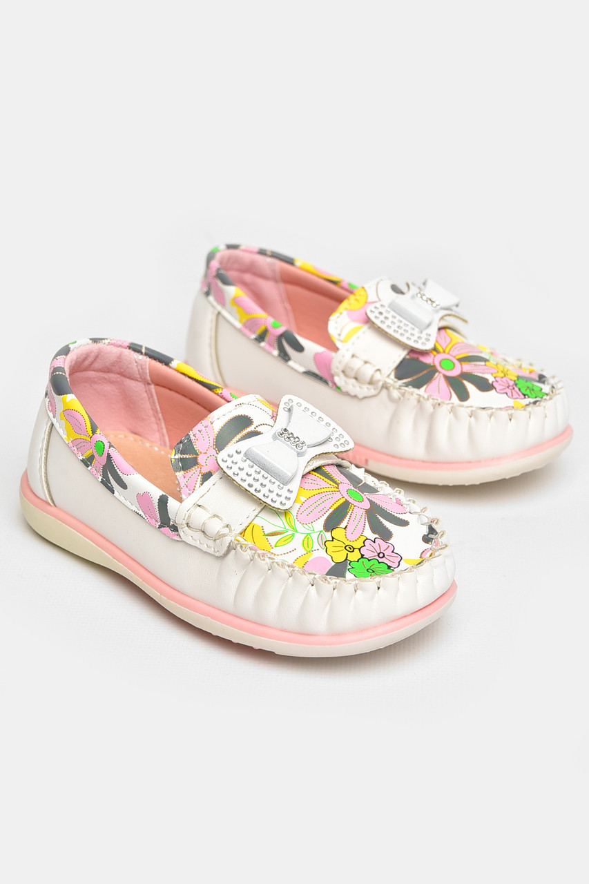 Мокасини дитячі для дівчинки білого кольору 209453T Безкоштовна доставка, фото 1