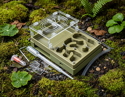 Повний комплект: мурашина ферма "Мрія новачка" + мурахи messor structor (жнець) , корм та аксесуари. Салатовий, Матка + 20-35 робочих та солдатів . Молода колонія