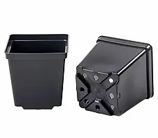 Вазон для розсади квадратний 6*5.5 см чорний 0.15 л Алеана