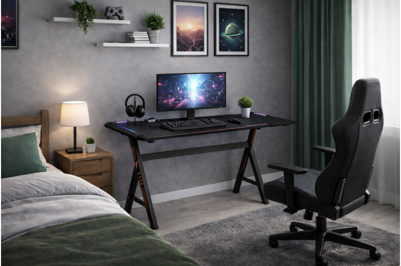 Стіл геймерський Кібертон чорний з Led підсвіткою, Мікс меблі