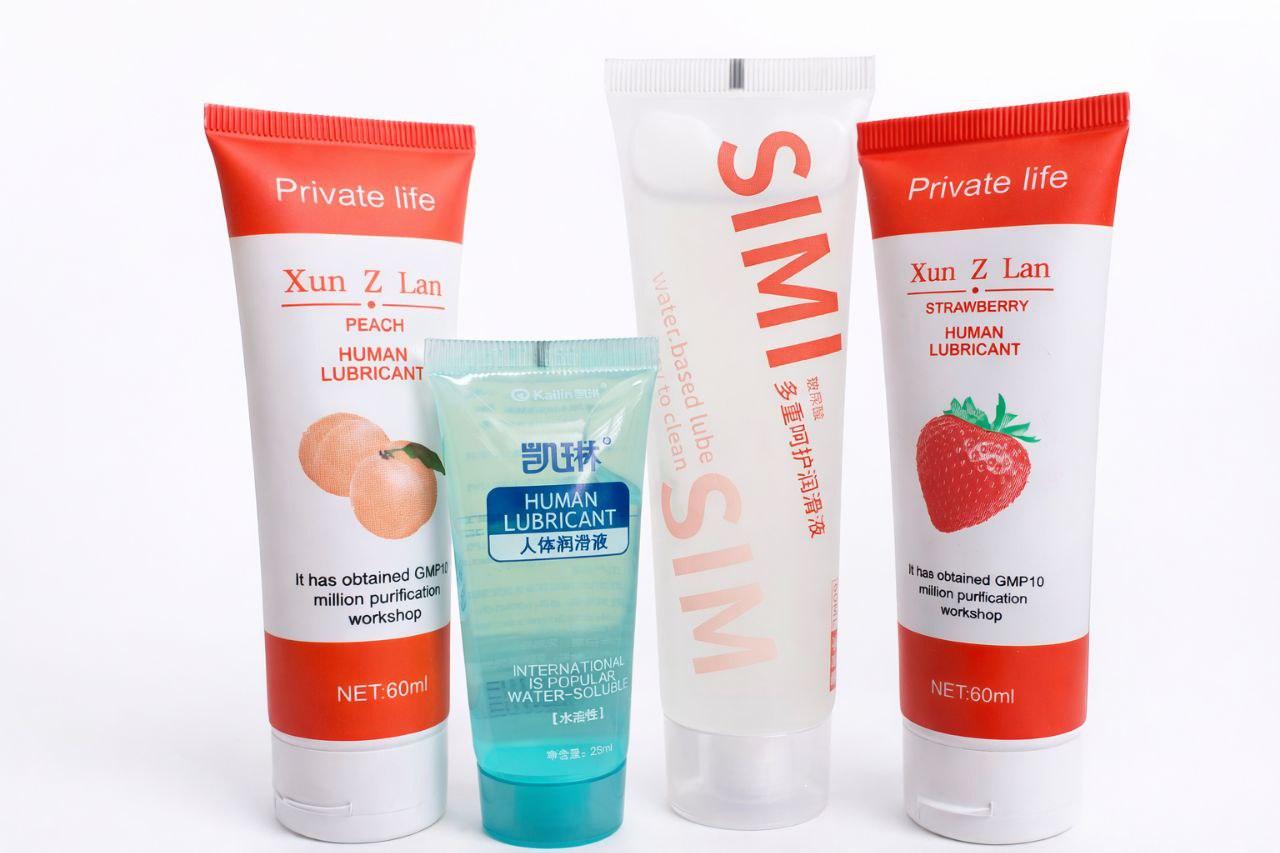 Набір лубрикантів на водній основі 4 шт , Сет з інтим-гелів фруктові - їстівні та класичні смазки для зволоження, фото 1
