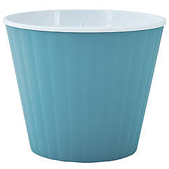 Вазон Ібіс круглий подвійний 17.9х14.7 см 2.4 л сизо-блакитний-білий Алеана