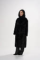 Шуба із хутра під норку чорна 118 см з капюшоном, фото 3