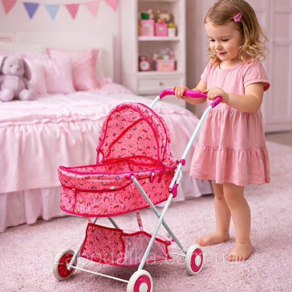 Дитяча лялькова коляска класична для ляльок металева люлька прогулянкова для пупса, фото 1