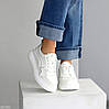 Шикарні універсальні білі кросівки натуральна шкіра флотар, фото 7