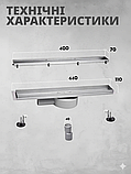 Душовий трап KOER CleanLine 400 мм під плитку із сухим затвором із нержавіючої сталі FD29-70x400 AC0623, фото 2