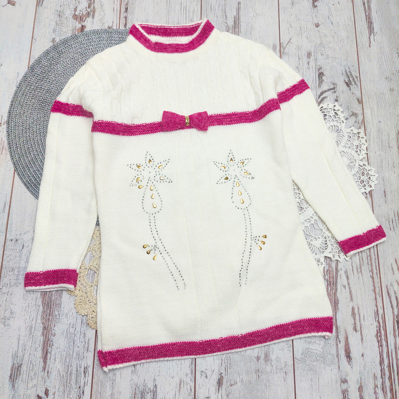 140 8-9 років в'язана туніка светер для дівчинки 4417 МЛЧ