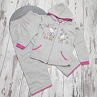 122 6-7 років зимовий теплий спортивний костюм для дывчинки з начосом на флісі на зиму Хелоу Кітті 8062 Сірий