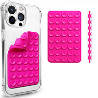 Тримач-присоска для телефону Double Side Silicone — Neon Pink 5*8