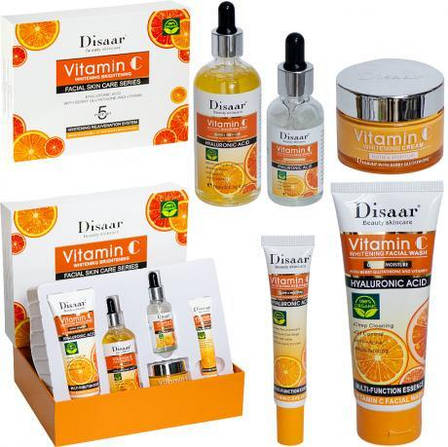 Набір з догляду за обличчям (5 предметів) з вітаміном C у подарунковій коробці DS5089 MZOPT, фото 1