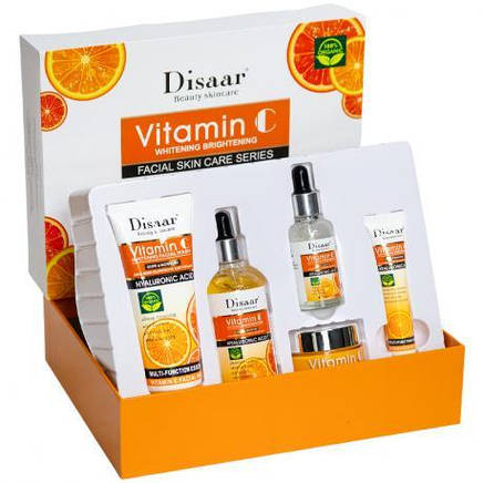 Набір з догляду за обличчям (5 предметів) з вітаміном C у подарунковій коробці DS5089 MZOPT, фото 2