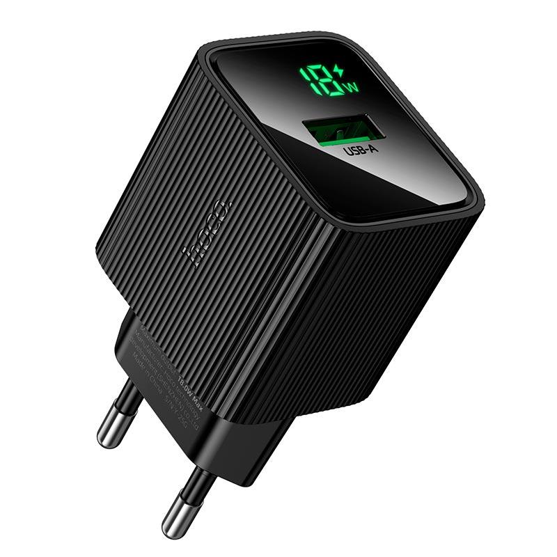 Адаптер сетевой HOCO Excellent single port charger with digital display CS81A |1USB, QC, 18W/3A|, фото 1