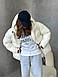 Куртка пуфер жіноча зимова оверсайз на затяжку молочна, фото 3