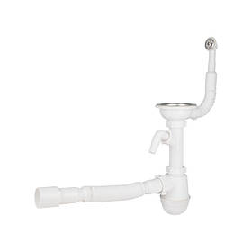 Сифон для кухонної мийки Lidz (WHI) 60 08 E001 01 ECO з круглим переливом (вихід 50 мм)