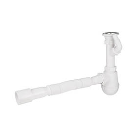 Сифон для кухонної мийки Lidz (WHI) 60 05 M002 00 з відводом для пральної машини (вихід 40/50 мм)