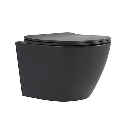 Унітаз підвісний Robin Ultra Quiet 490×365×325 мм, Anthracite, із сидінням Slim Duroplast/Soft-close/Quick Release, фото 1